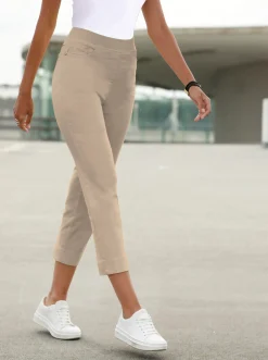 Strandmode| 7/8-Hose mit Jersey-Bund in softer Qualität beige