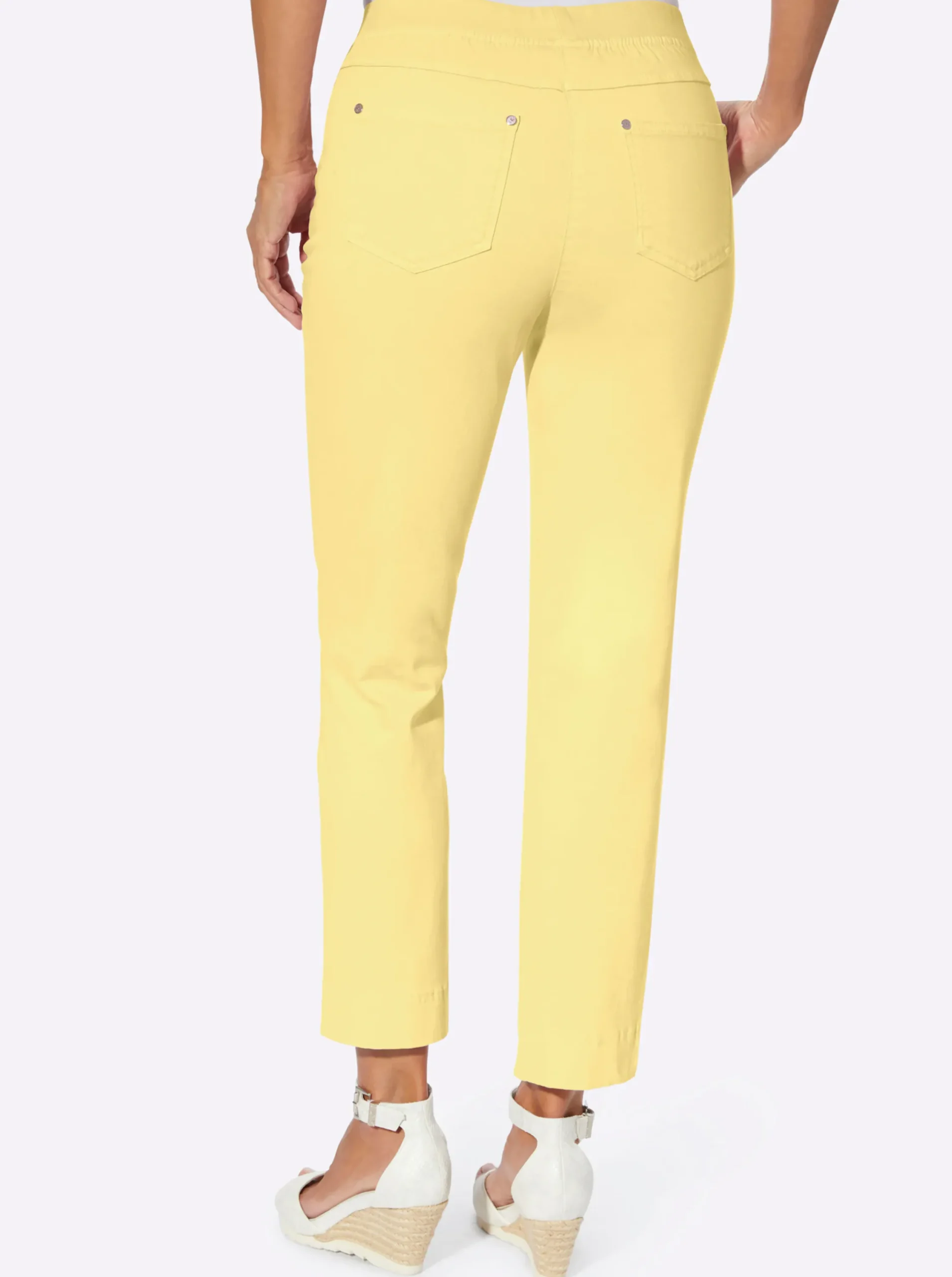 Strandmode| 7/8-Hose mit Jersey-Bund in softer Qualität zitrone