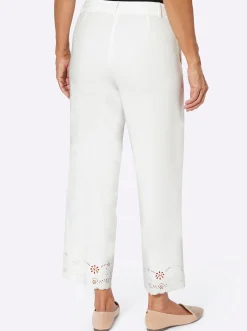 Hosen| 7/8-Hose mit Lasercut-Verzierung ecru
