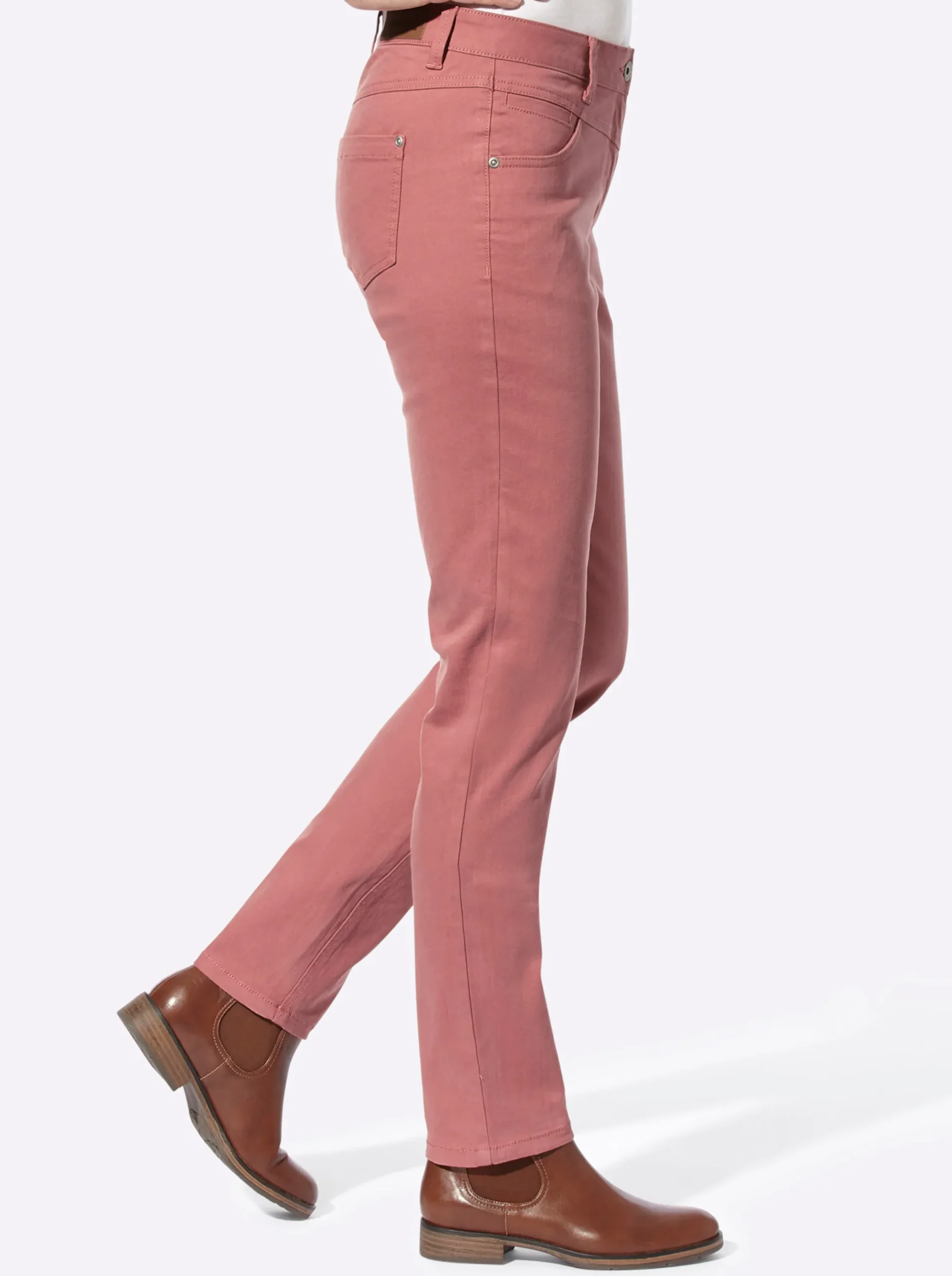 Jeans| Hose mit Passformsattel hinten rosenholz