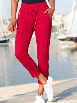 Hosen| 7/8-Hose mit Reißverschluss-Taschen rot