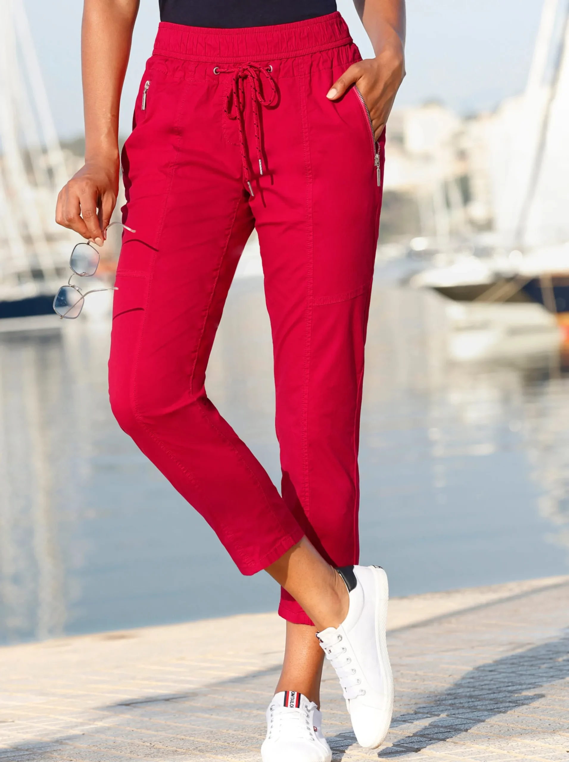 Hosen| 7/8-Hose mit Reißverschluss-Taschen rot