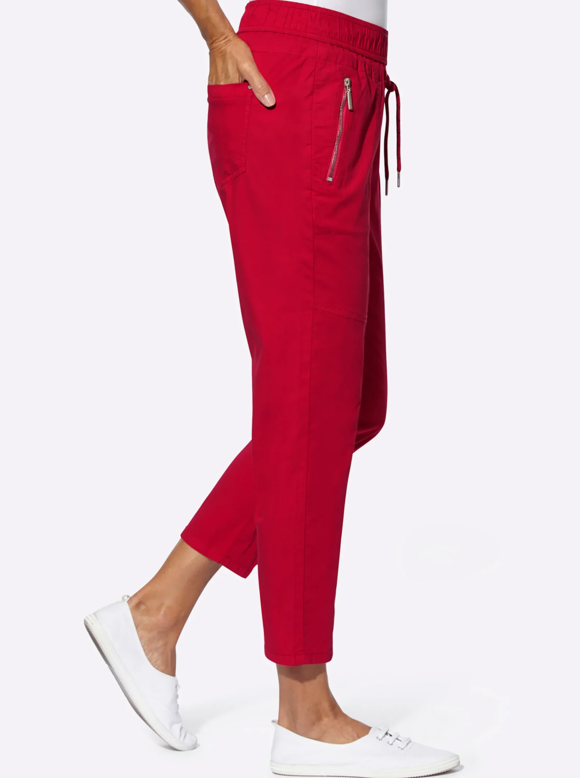Hosen| 7/8-Hose mit Reißverschluss-Taschen rot