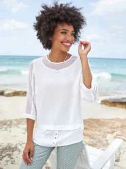 Blusen|heine 2-in-1-Bluse weiß