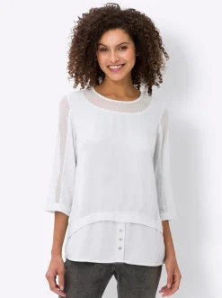 Blusen|heine 2-in-1-Bluse weiß