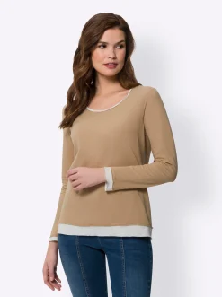 Shirts|heine 2-in-1-Langarmshirt camel-ecru