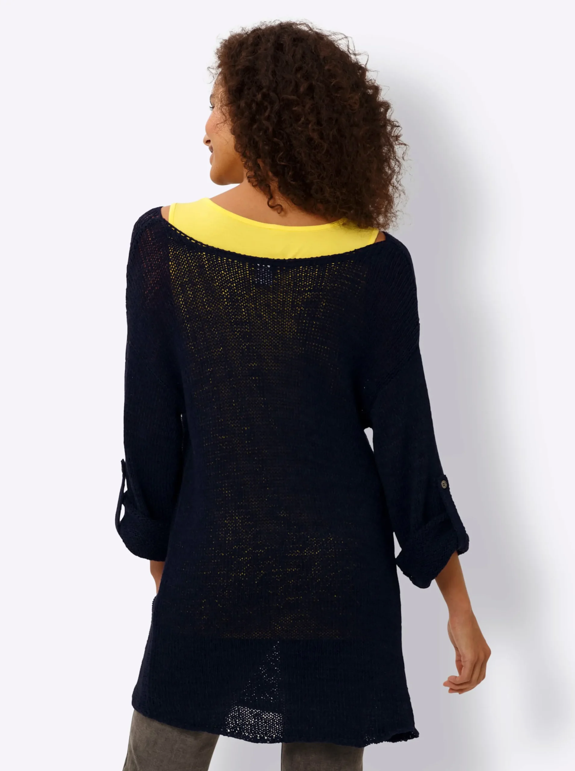 Pullover|heine 2-in-1-Pullover mit Jersey-Top marine-limone