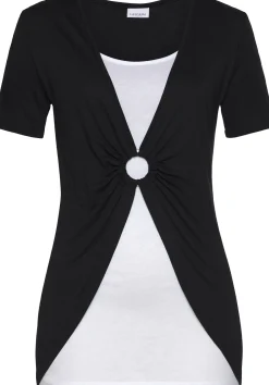 Shirts|Vivance 2-in-1-Shirt schwarz-weiß