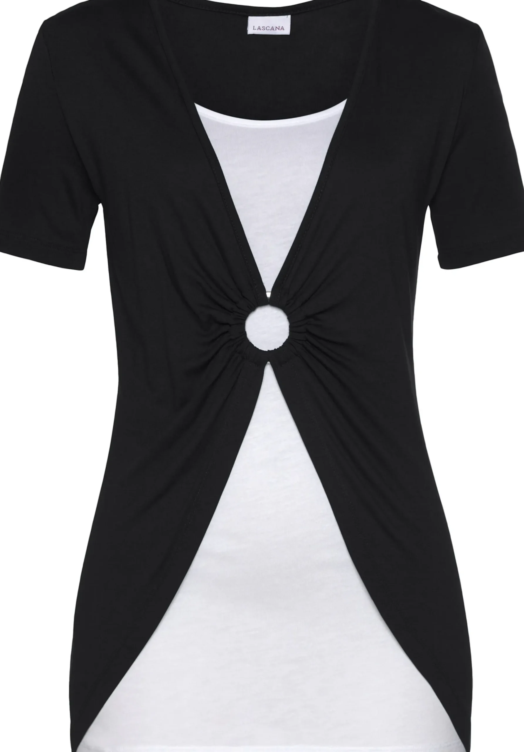 Shirts|Vivance 2-in-1-Shirt schwarz-weiß
