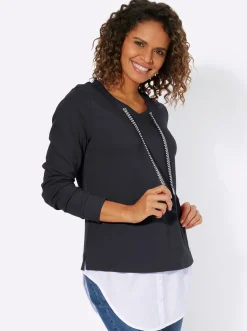 Shirts| 2-in-1-Shirt mit Blusensaum marine