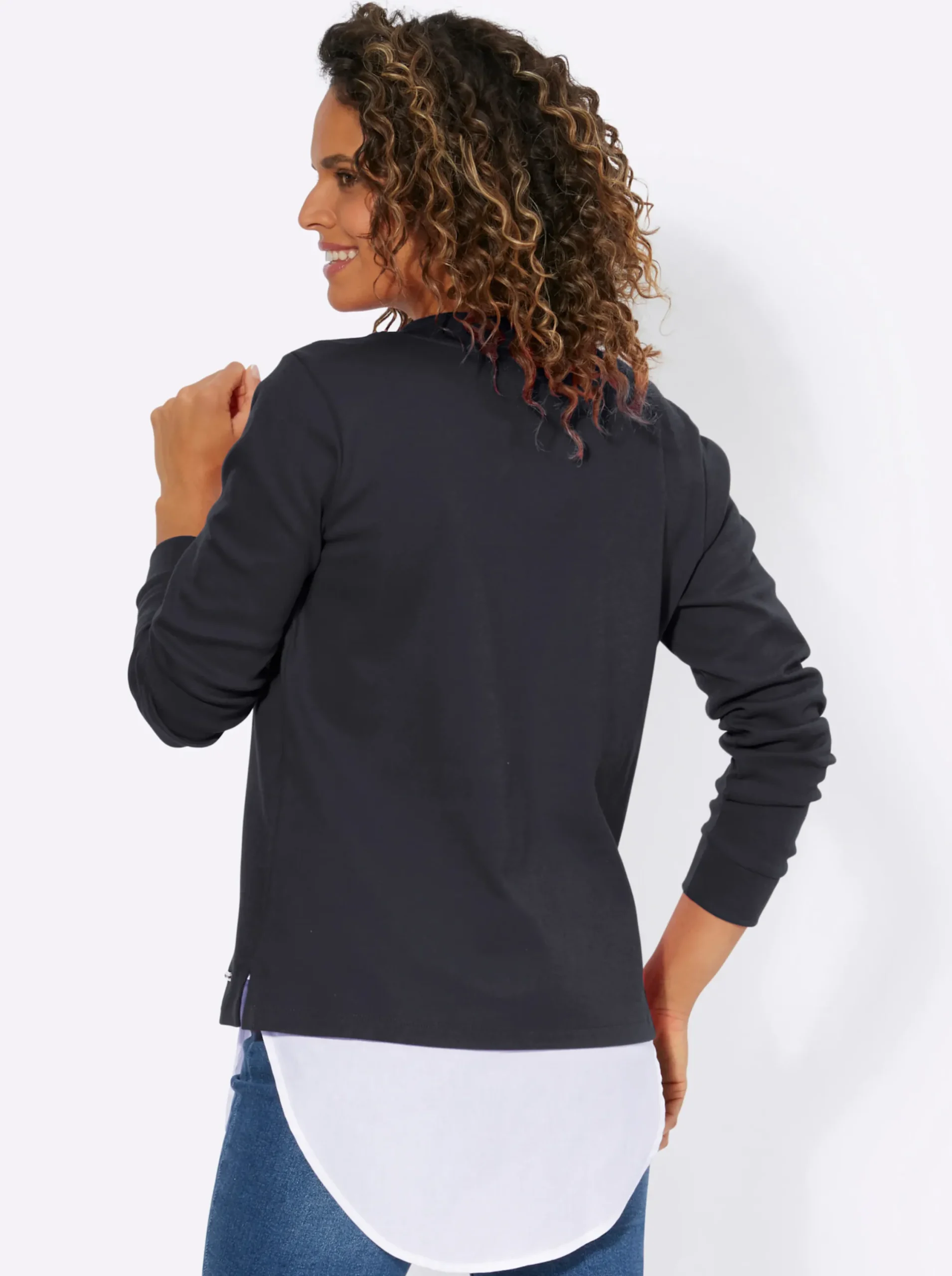 Shirts| 2-in-1-Shirt mit Blusensaum marine