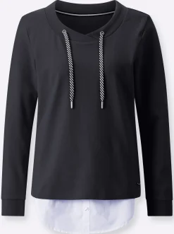 Shirts| 2-in-1-Shirt mit Blusensaum marine