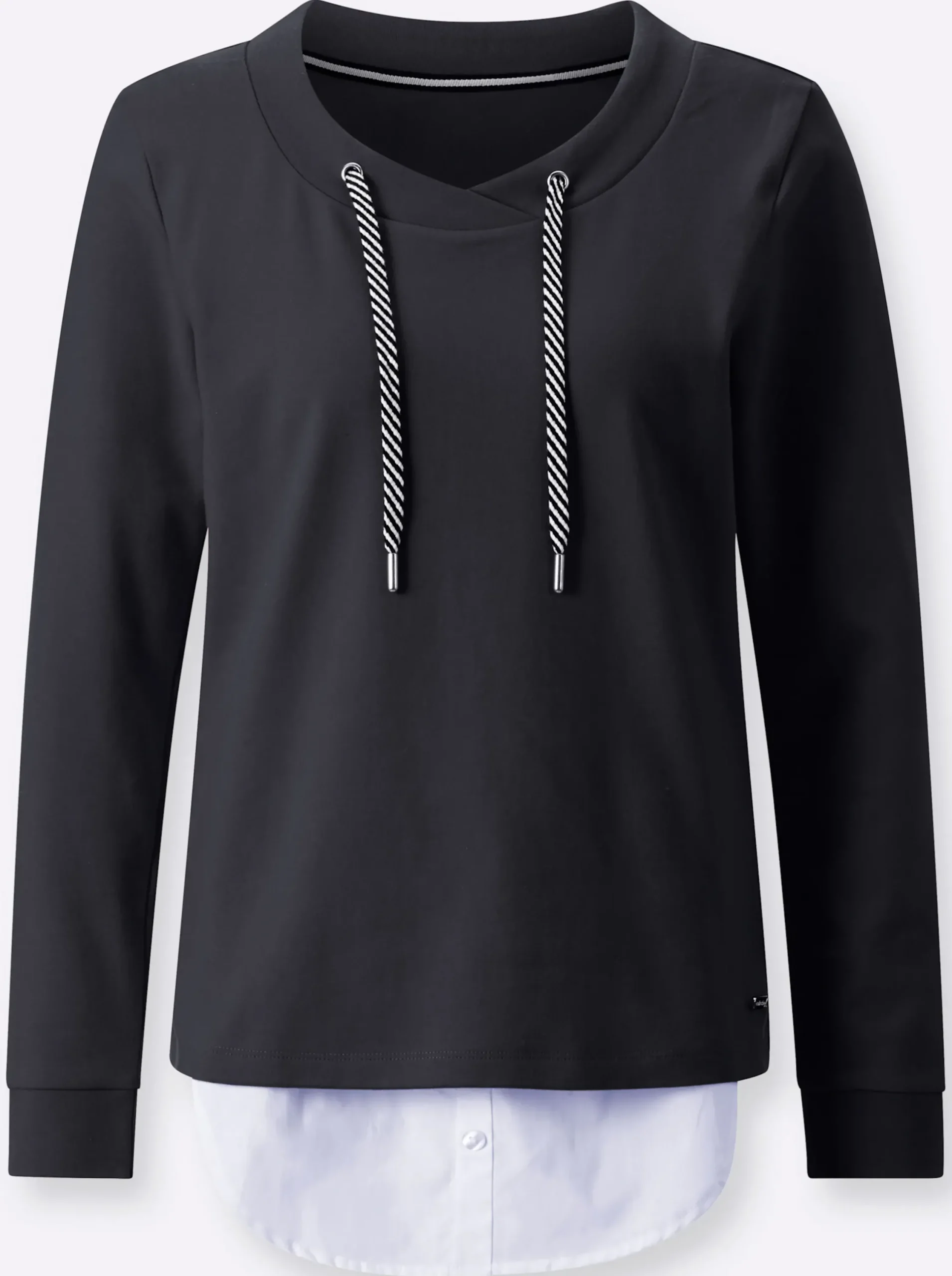 Shirts| 2-in-1-Shirt mit Blusensaum marine