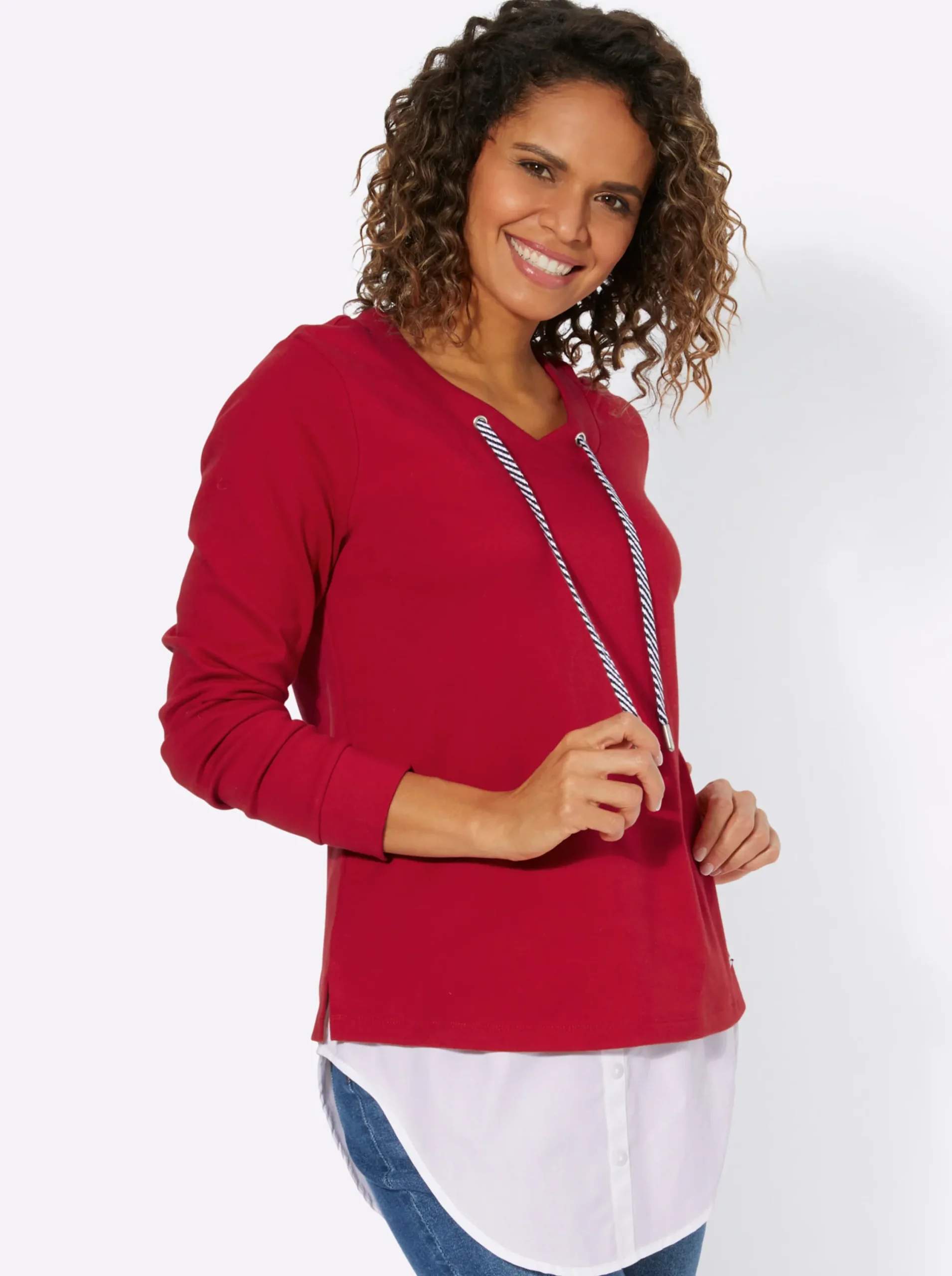 Shirts| 2-in-1-Shirt mit Blusensaum rot