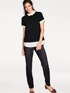 Shirts|heine 2-in-1-Shirt mit Chiffon-Einsätzen schwarz