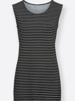Strandmode| 2-in-1-Shirt mit Ringel-Top schwarz