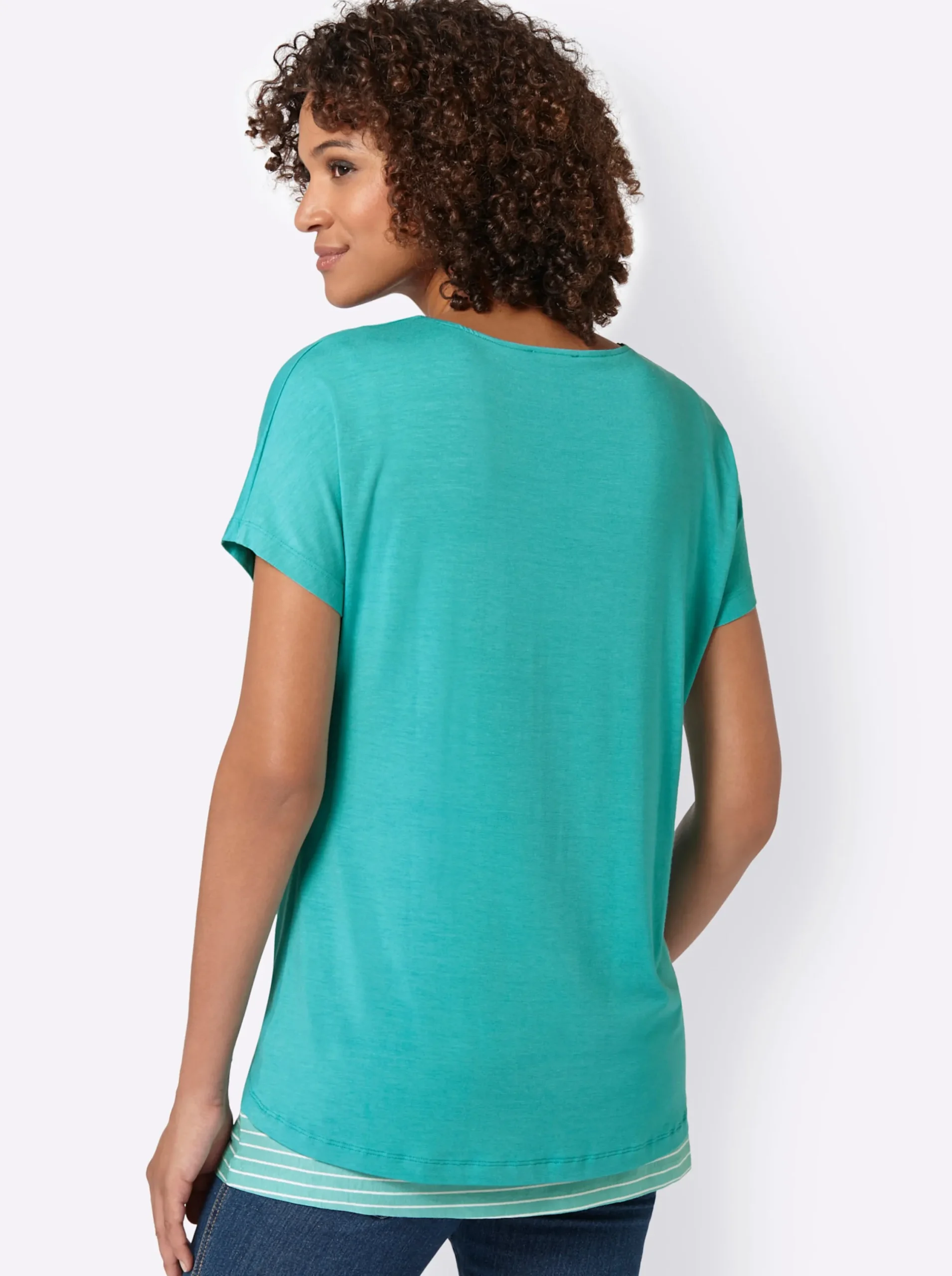 Strandmode|Shirts| 2-in-1-Shirt mit Ringel-Top mint