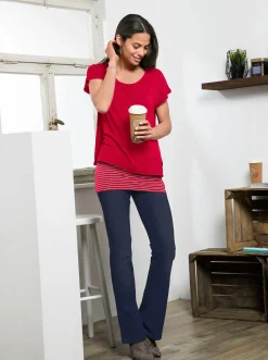 Strandmode| 2-in-1-Shirt mit Ringel-Top rot