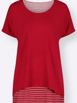 Strandmode| 2-in-1-Shirt mit Ringel-Top rot
