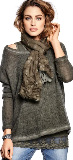 Shirts|heine 2-in-1-Shirt mit Schal khaki