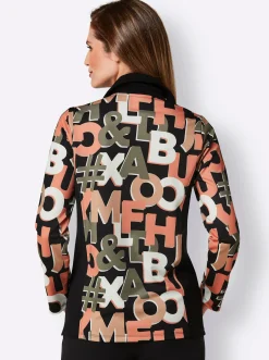Homewear|Homewear| Jacke schwarz-papaya-bedruckt