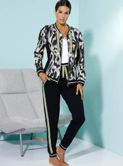 Homewear|Homewear| Jacke hellgrau-zitrone-bedruckt