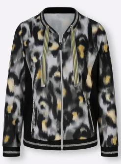Homewear|Homewear| Jacke hellgrau-zitrone-bedruckt