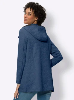 Jacken| Jacke aus gestepptem Jersey-Jacquard jeansblau