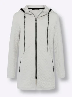 Jacken| Jacke aus gestepptem Jersey-Jacquard hellgrau