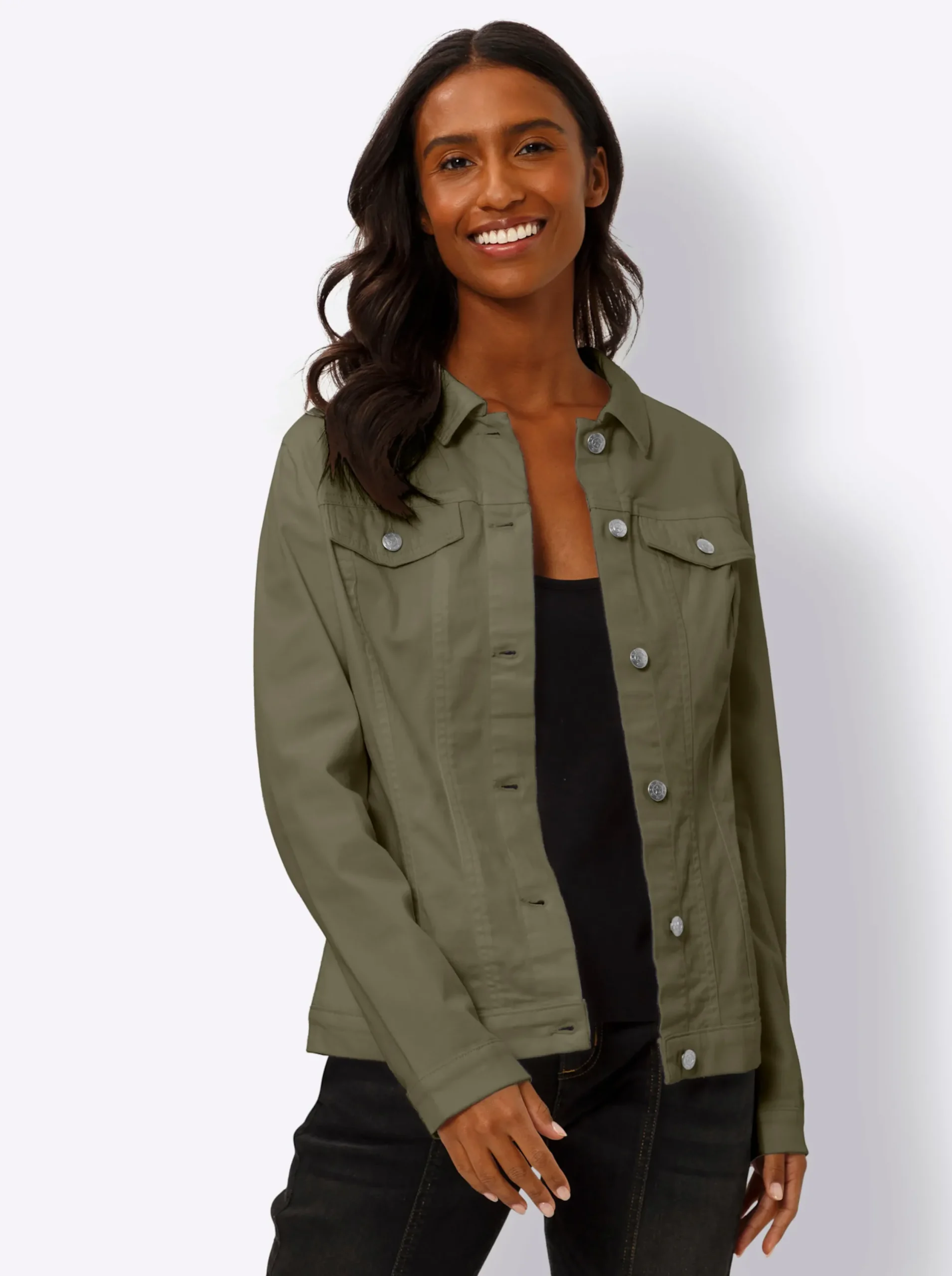 Jacken|heine Jacke mit Hemdkragen khaki