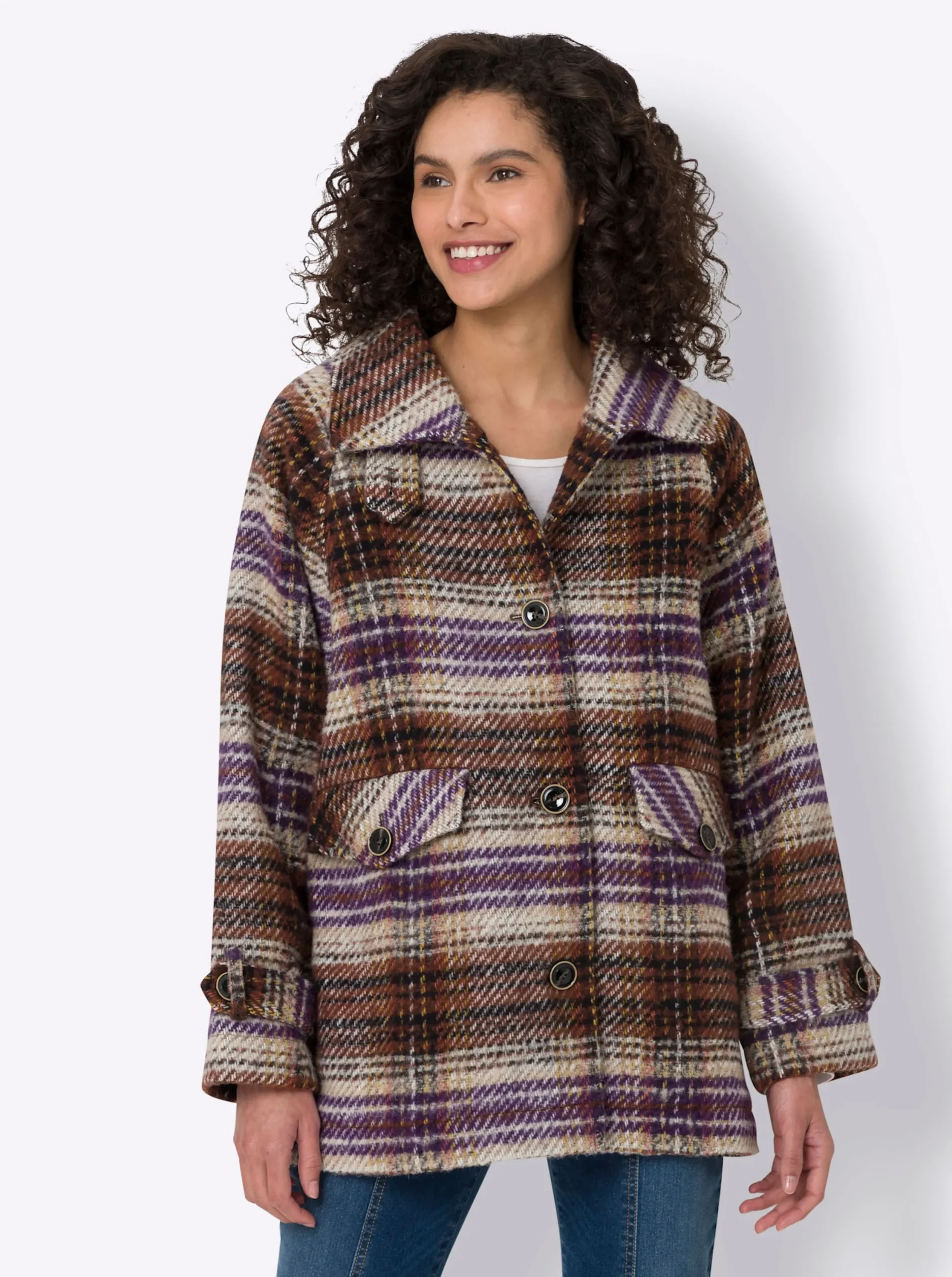 Jacken|heine Jacke mit Strukturmuster, Woll-Anteil rotbraun-ocker-meliert