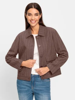 Blazer|heine Jackenblazer mit großen Pattentaschen taupe-schwarzNadelstreifen