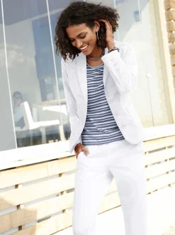 Blazer| Jackenblazer mit Schulterpolstern weiß