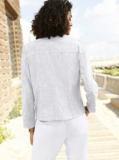 Blazer| Jackenblazer mit Schulterpolstern weiß