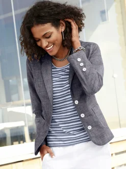 Blazer| Jackenblazer mit Schulterpolstern marine