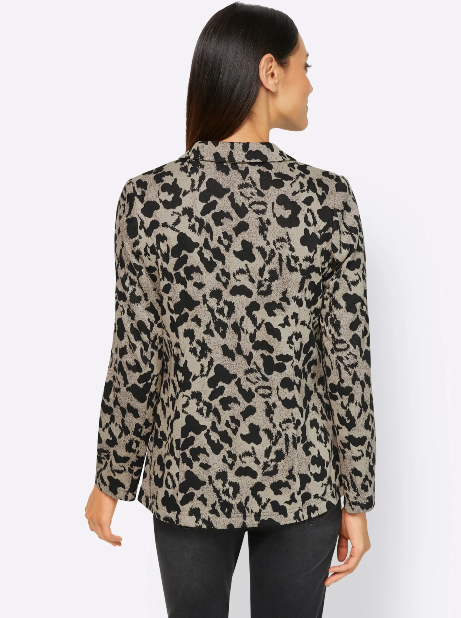 Blazer|heine Jacquardblazer mit Animal-Dessin sand-schwarz-bedruckt