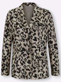 Blazer|heine Jacquardblazer mit Animal-Dessin sand-schwarz-bedruckt