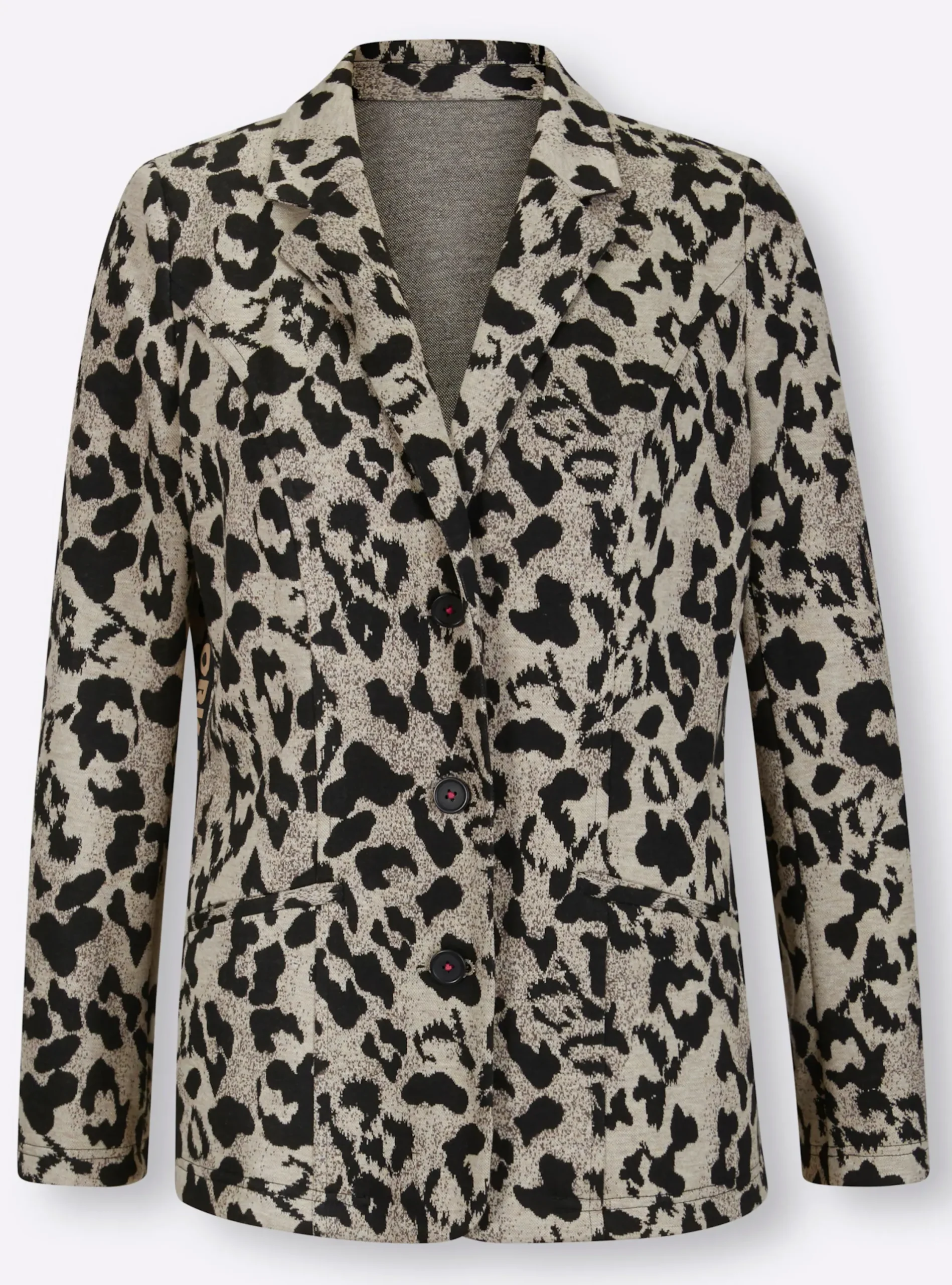 Blazer|heine Jacquardblazer mit Animal-Dessin sand-schwarz-bedruckt