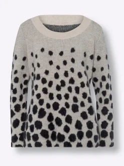 Pullover|heine Jacquard-Pullover in flauschiger Qualität sand-schwarz-gemustert