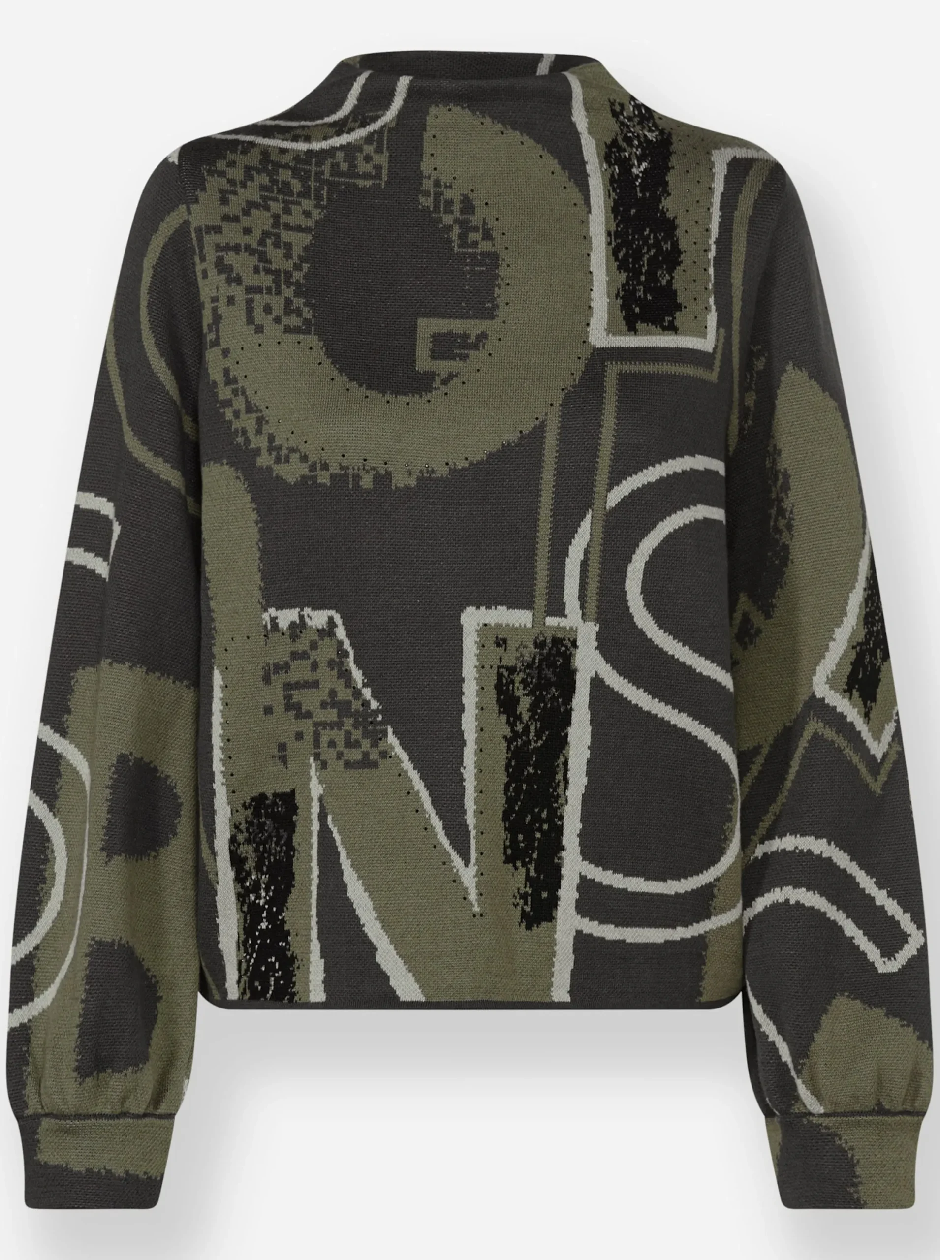 Pullover|heine Jacquard-Pullover mit Glitzersteinchen sand-khaki-gemustert