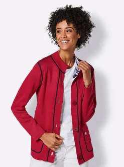 Strickjacken|CREATION L PREMIUM Jacquardstrickjacke rot