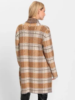 Strickjacken|heine Jacquardstrickjacke mit Schalkragen sand-braun-gemustert