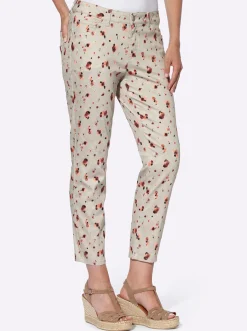 Jeans|heine 7/8-Jeans sand-papaya-bedruckt