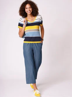 Jeans|Hosen| 7/8-Jeans blue-stone-washed
