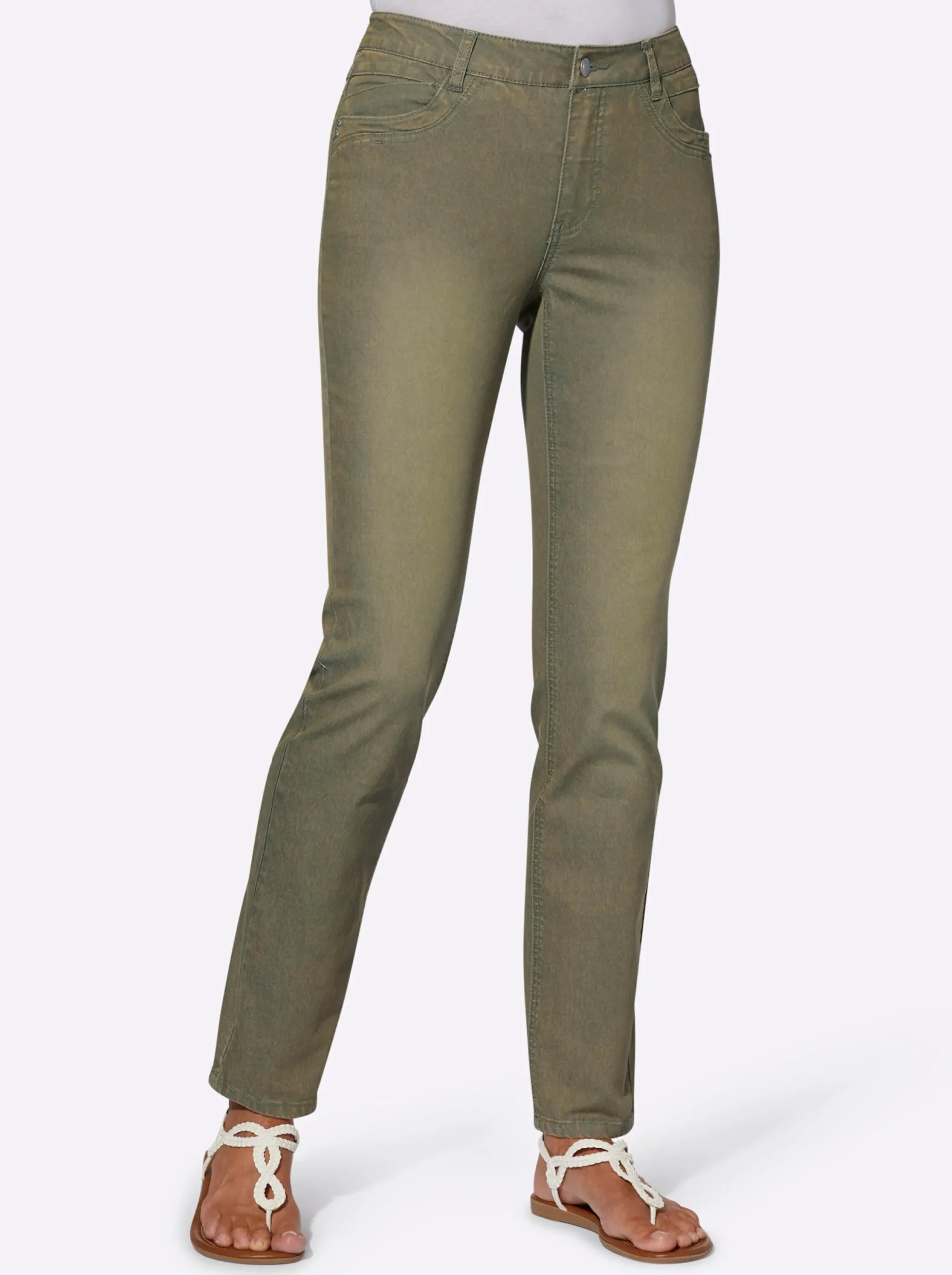 Basics|Jeans| Jeans in Baumwoll-Stretch-Qualität khaki
