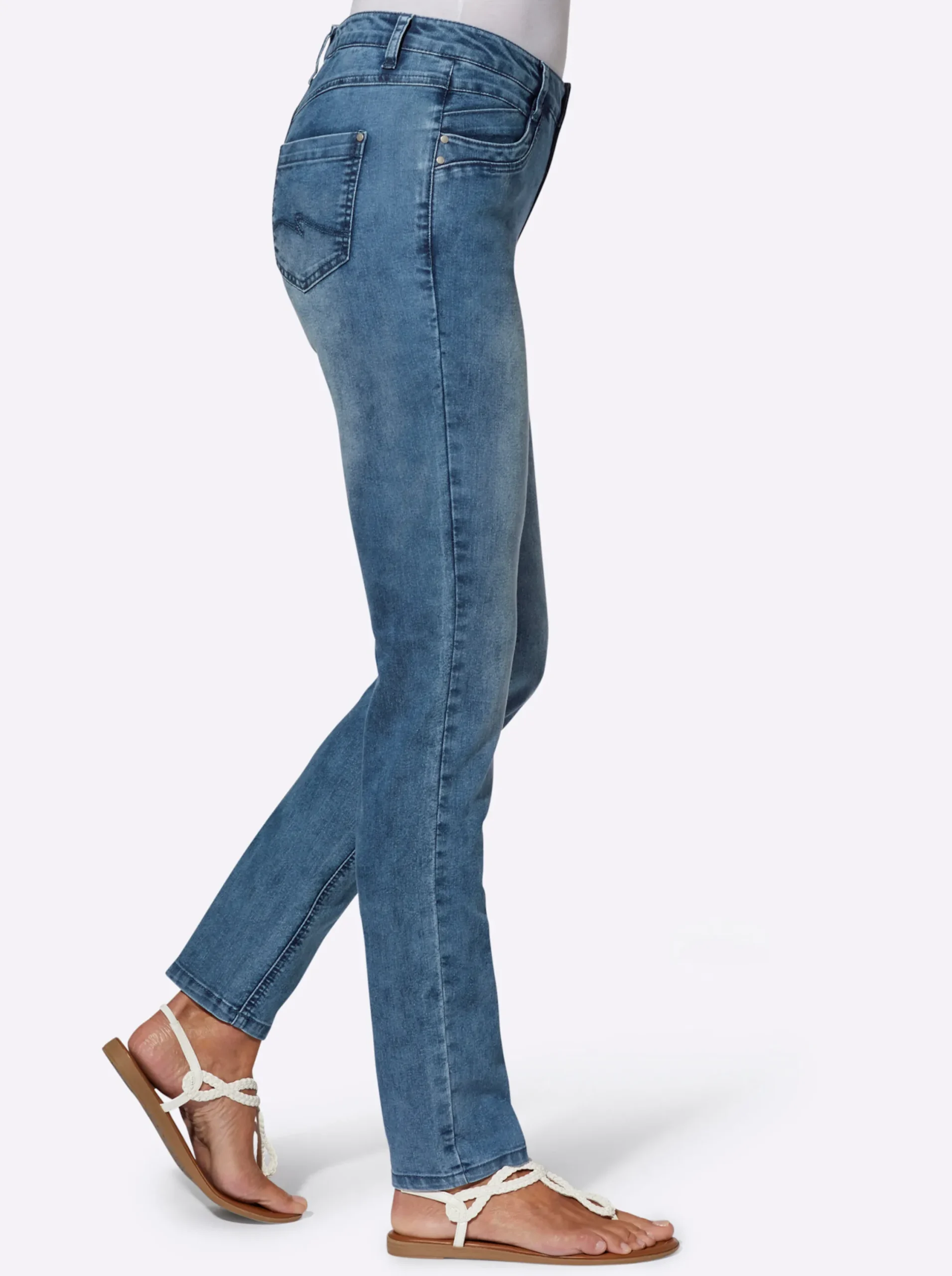 Basics| Jeans in Baumwoll-Stretch-Qualität blue-stone-washed