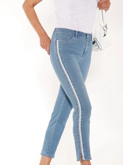 Strandmode| 7/8-Jeans leichte Used-Optik blue-bleached