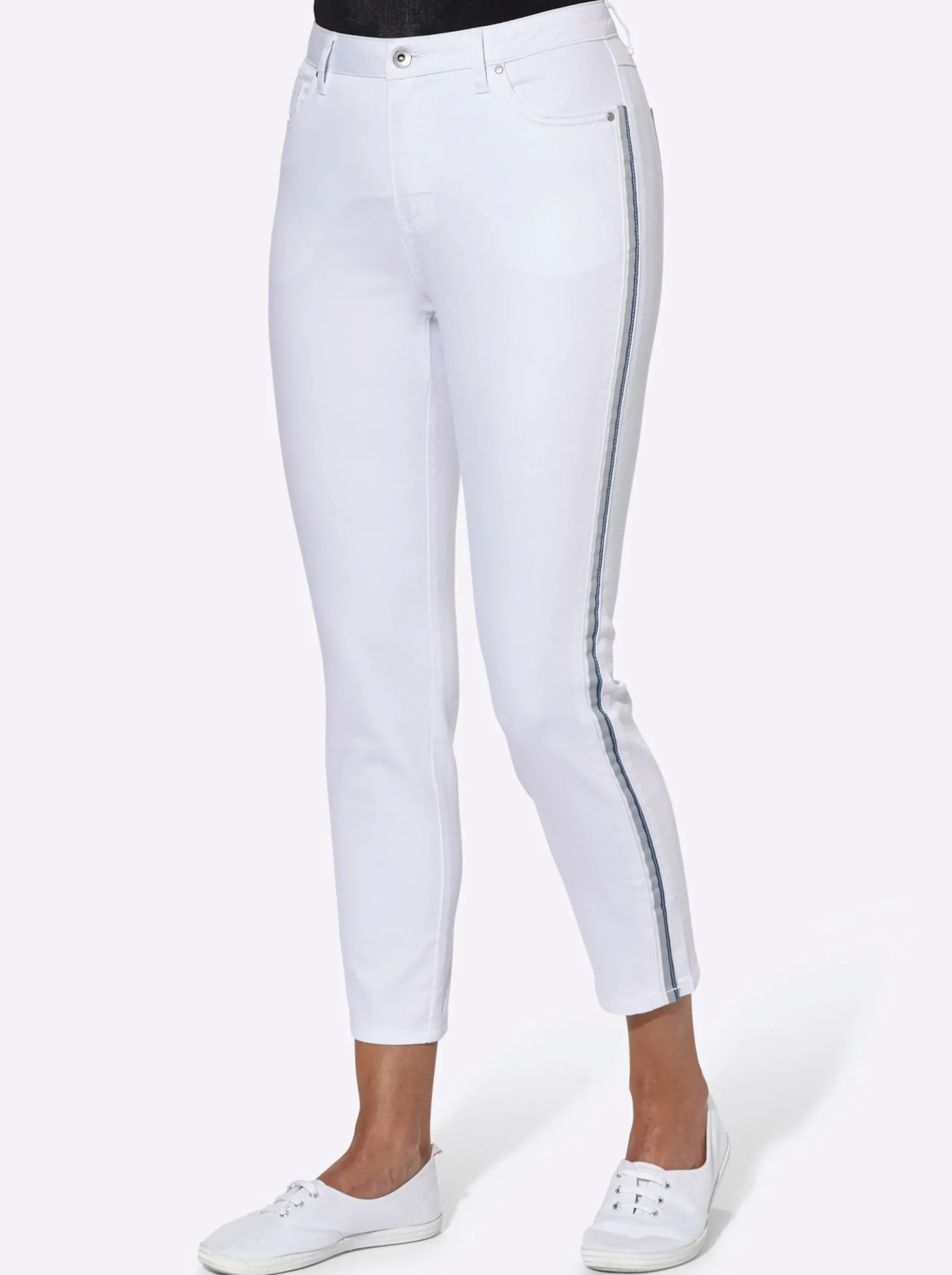 Jeans| 7/8-Jeans leichte Used-Optik weiß
