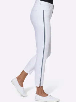 Jeans| 7/8-Jeans leichte Used-Optik weiß