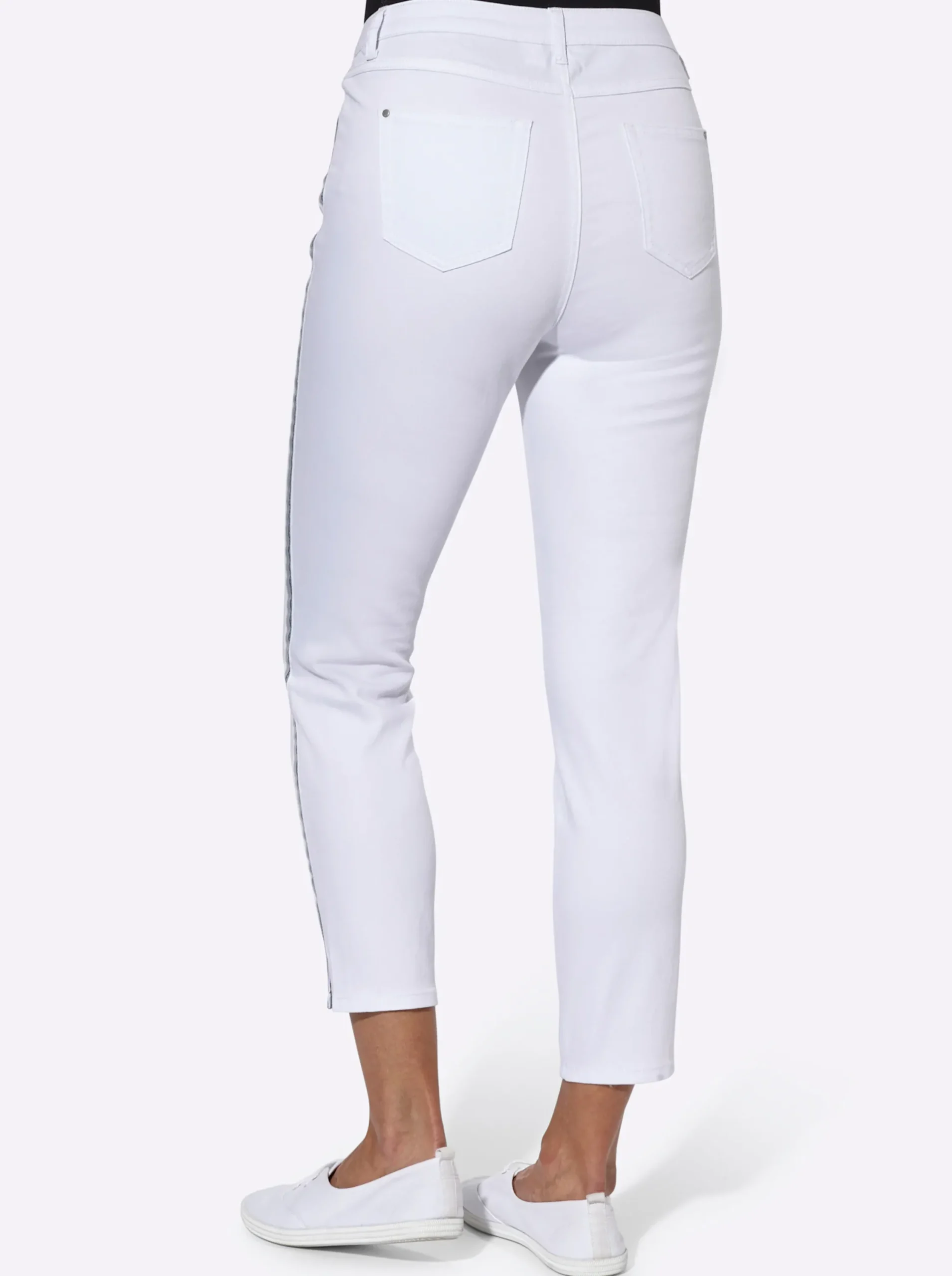Jeans| 7/8-Jeans leichte Used-Optik weiß